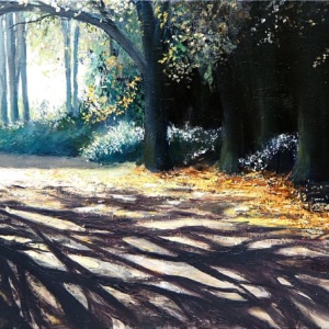 Rombergpark Herbst Öl auf Leinwand 120×50